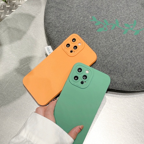 Ốp điện thoại mềm màu cam sáng đơn giản thích hợp cho Iphone 12 11 13 pro promax xs max xr x 7 8 plus