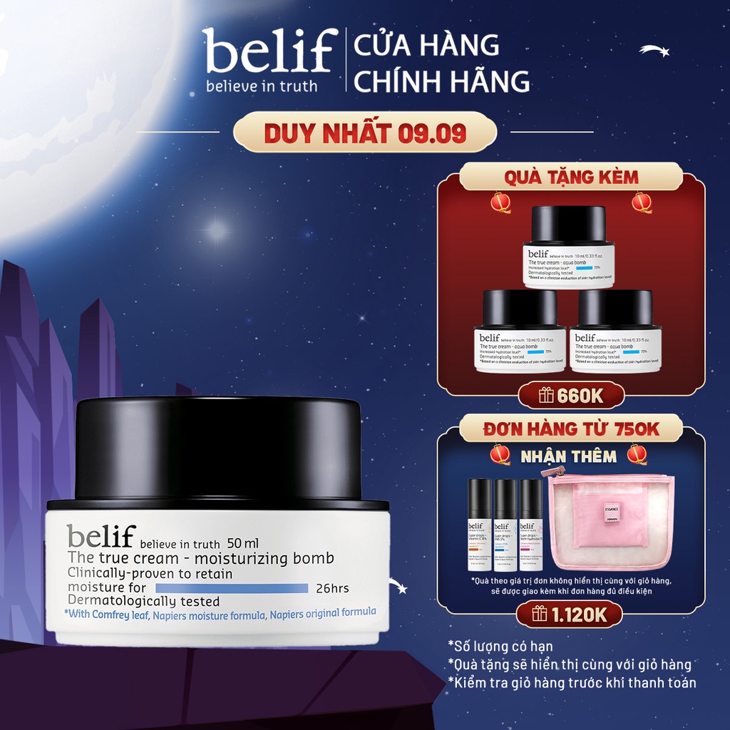 Kem cấp ẩm suốt 26 giờ Belif The True Cream Moisturizing Bomb 50ml