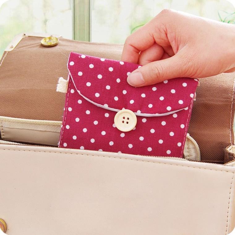 Túi Vải Cotton Đựng Băng Vệ Sinh Nhỏ Gọn Tiện Dụng Cho Nữ