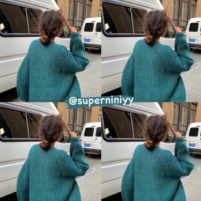 Áo khoác cardigan dệt kim tay dài phong cách Hàn Quốc cổ điển 6 màu tùy chọn