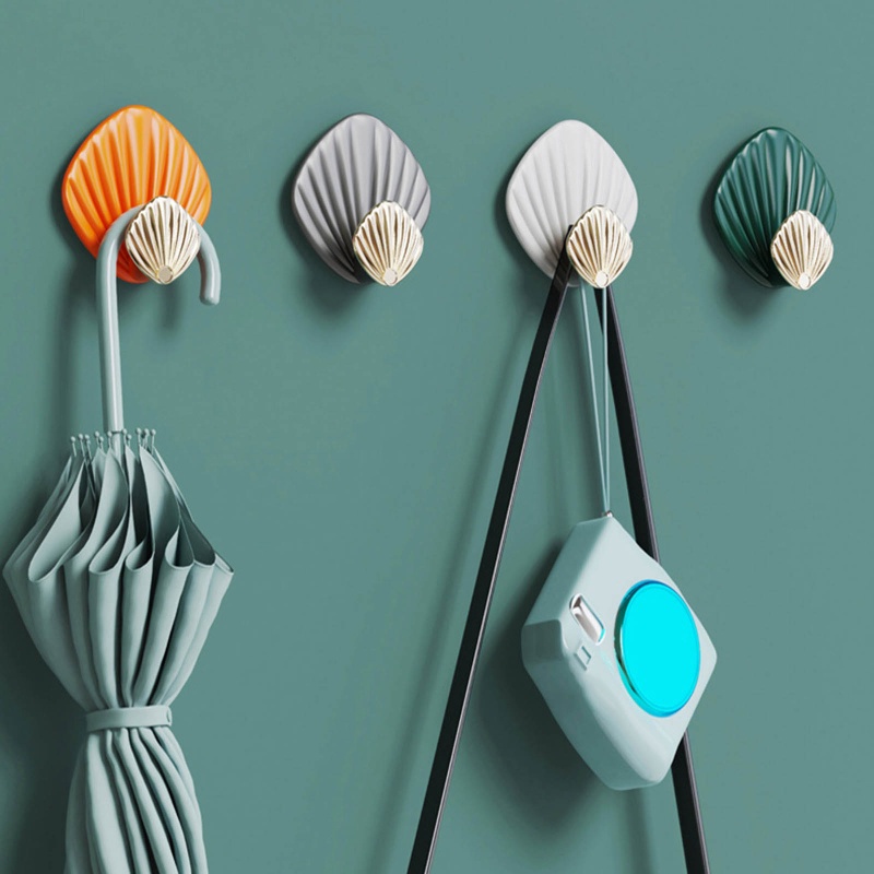Set 4 Móc Treo Vỏ Sò Dán Tường Chắc Bền Cho Phòng Khách Nhà Bếp