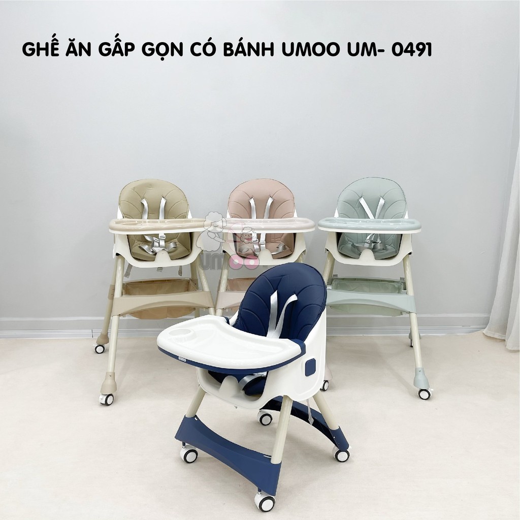 [Hàng sẵn giao ngay]. GHẾ ĂN DẶM GẤP GỌN UMOO CÓ BÁNH UM-0491