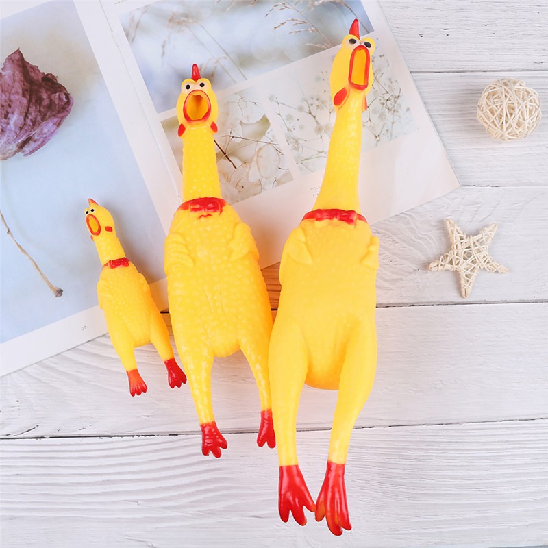 SUN55❤❤1Pc shrilling chicken pet dog screaming squawking fun toy rubber plastic