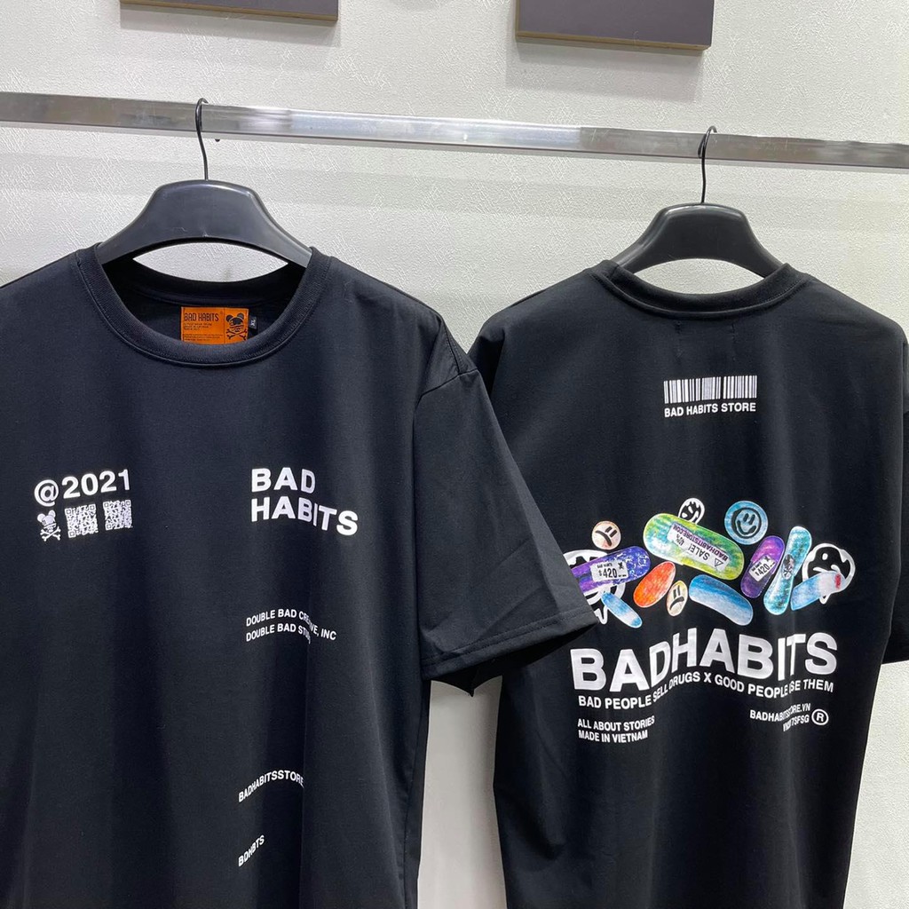 Áo thun bad habit Nam nữ Áo thun tay lỡ vải cotton form rộng - GIN STORE