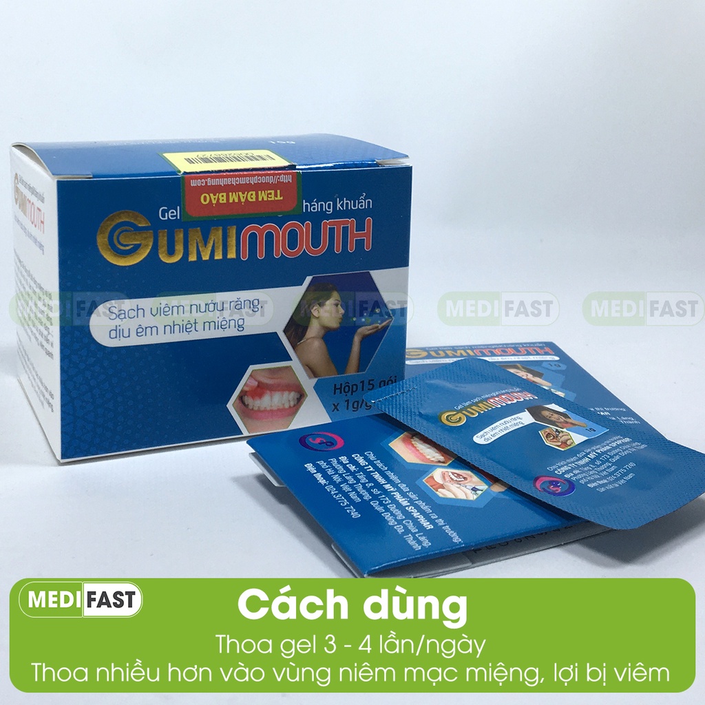 Gói bôi nhiệt miệng, lở miệng Gumimouth có Nano bạc giúp sát khuẩn, lành nhanh, gel vệ sinh nướu răng lợi