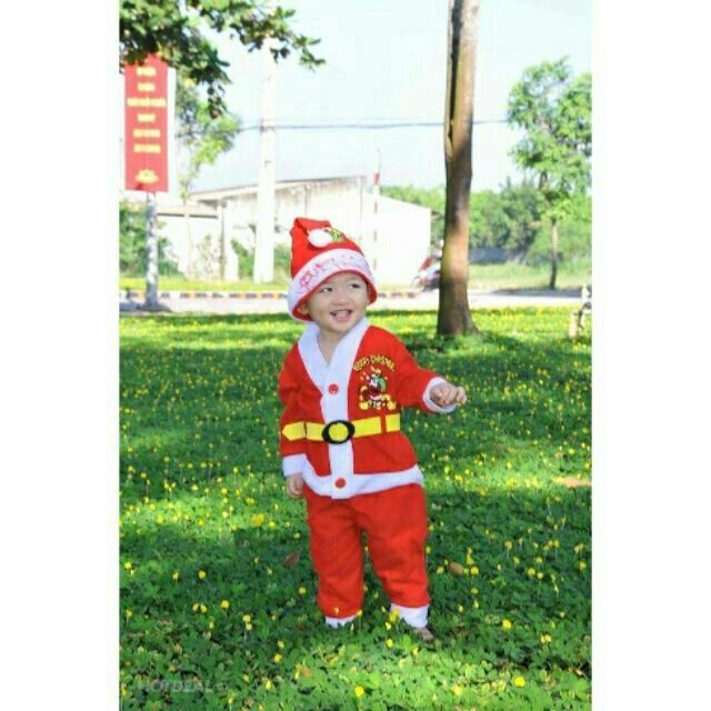 Set bộ Noel kèm nón bé trai, bé gái. Vải nỉ.