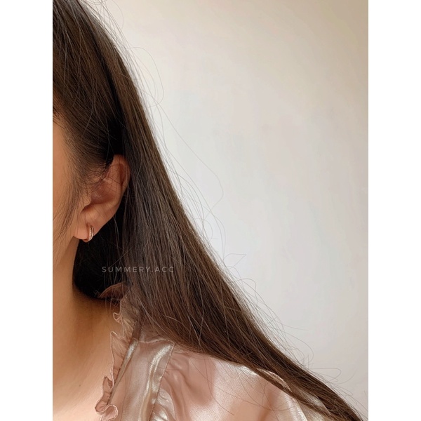 Khuyên tai bạc 925 SUMMERY tròn đính đá mạ vàng hồng