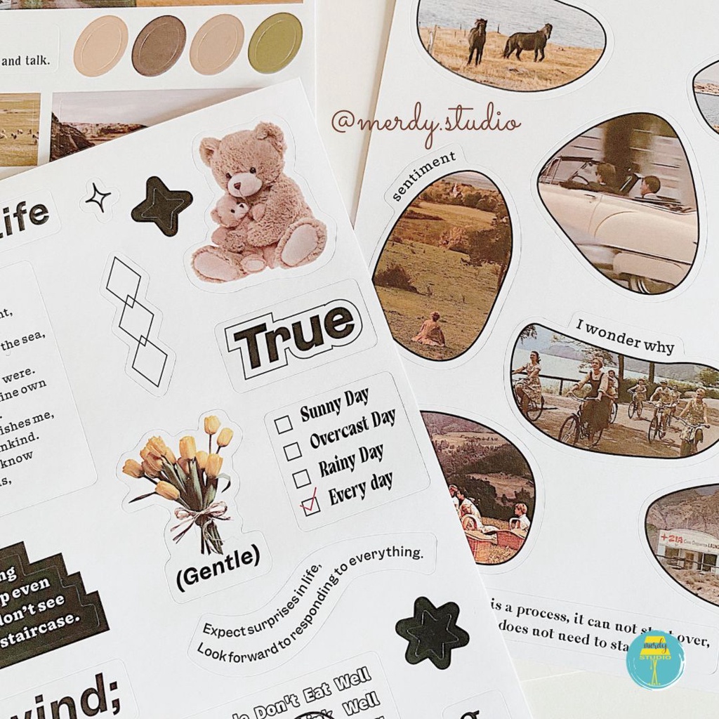 Set 3 tờ sticker trang trí bullet journal Korean Aesthetic Lifestyle