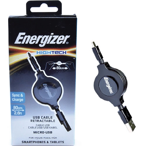 Cáp rút Micro USB Energizer 80cm C31UBRETEBK4 - Hàng chính hãng