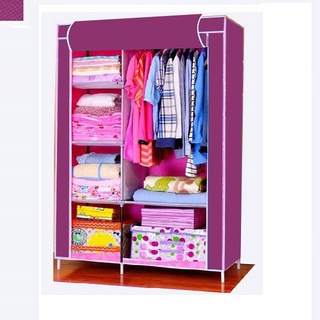 Tủ vải quần áo 3D khung sắt loại 2 buồng 6 ngăn
