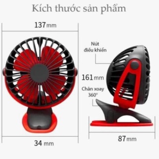 Hh quạt kẹp yoobao f04 xoay góc 360 độ, quạt kẹp xe đẩy, để bàn pin sạc 6400mah, chạy liên tục tới 32 tiếng 5c