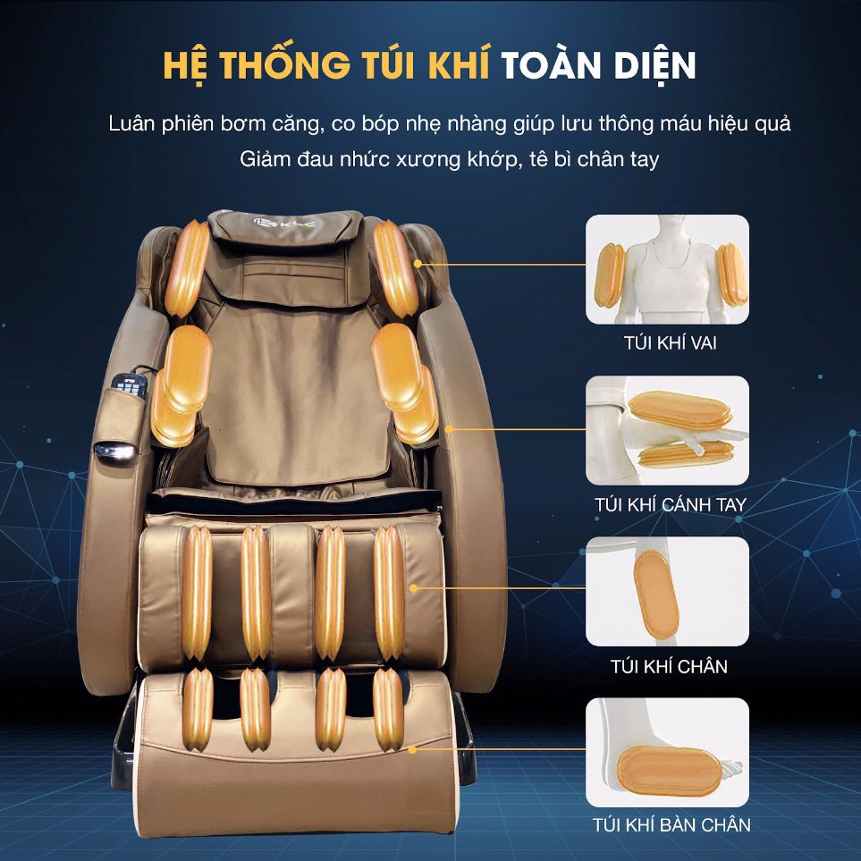 Ghế massage KLC KYKYO KY3366 - công nghệ không trọng lực, nhiệt hồng ngoại, loa bluetooth