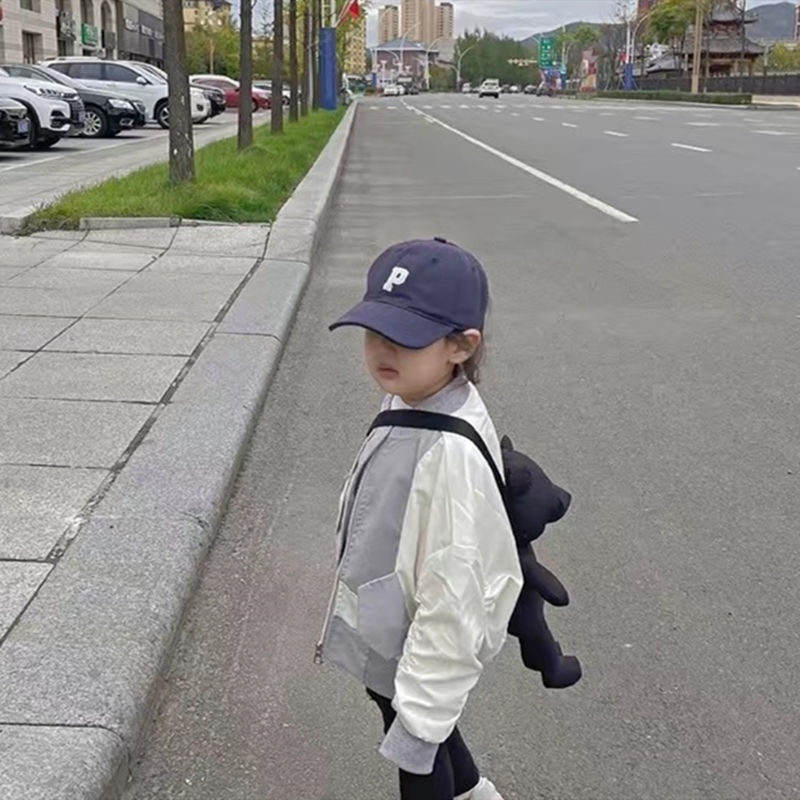 Mũ lưỡi trai thêu chữ P thời trang xuân hè cho bé