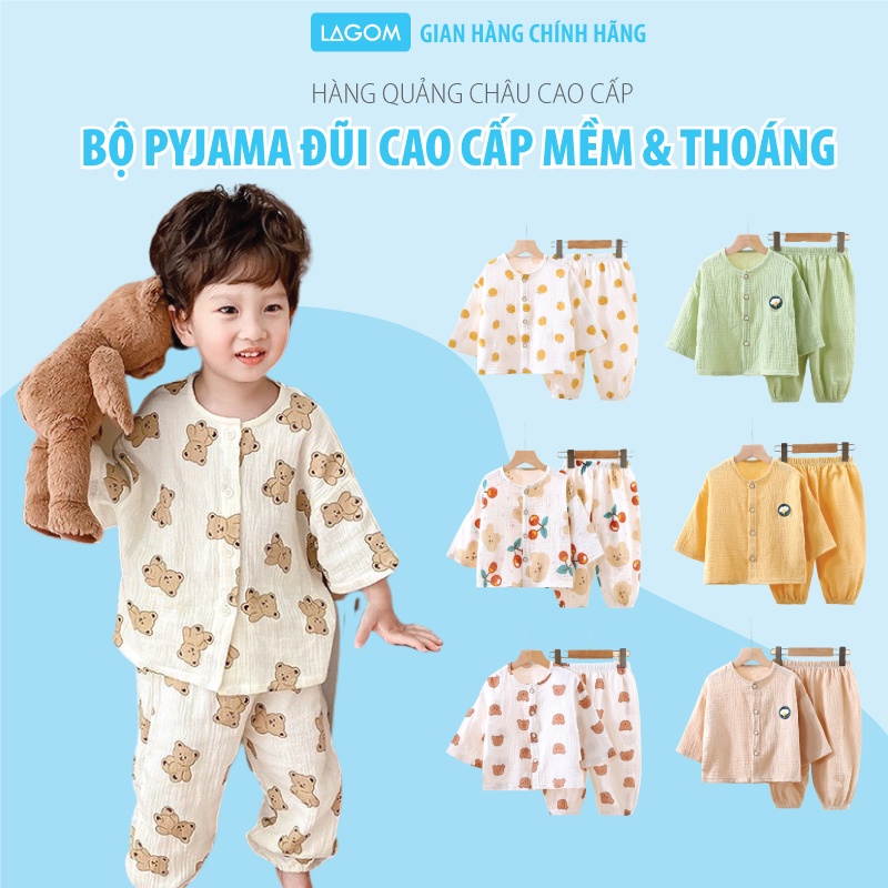 [ĐŨI SỢI TRE] Bộ Pijama Cho Bé Dài Tay Vải Đũi | Đồ Bộ Bé Gái &amp; Bé Trai Size Đại Lagom