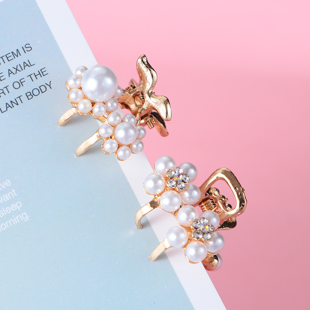 Kẹp Tóc Càng Cua Mini Đính Ngọc Trai Nhân Tạo Cho Nữ