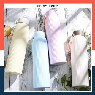 Bình nước thủy tinh giữ nhiệt bọc nhựa cao cấp 420ml