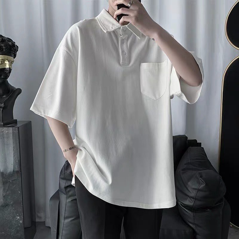 Áo Polo trơn Basic oversize,JACKLANE , Áo polo cộc tay Unisex Jack Lane