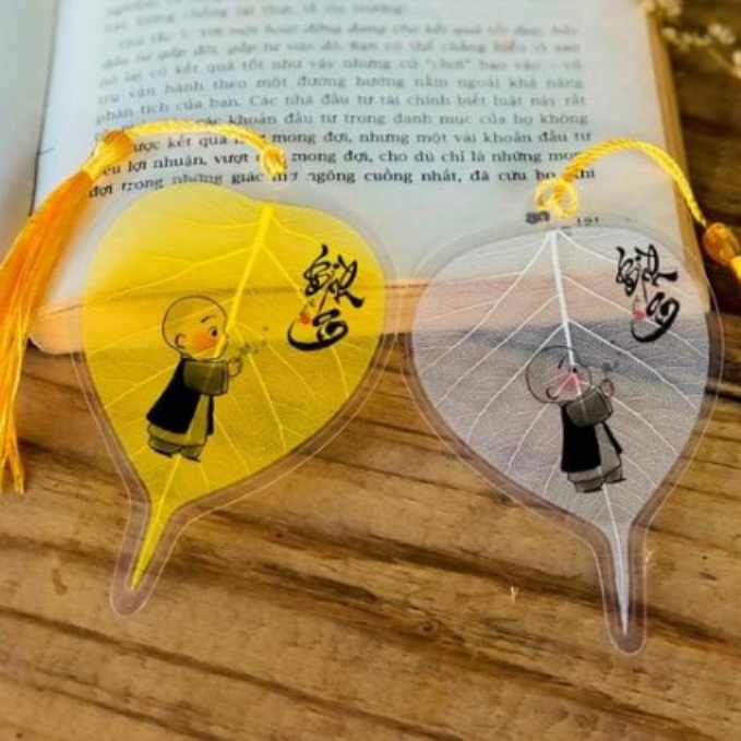 Lá Bồ Đề Phong Thủy, Là Bồ Đề Trang Trí - Hoàng Loại I, Tặng kèm Tua vàng và Phong Bao Quà