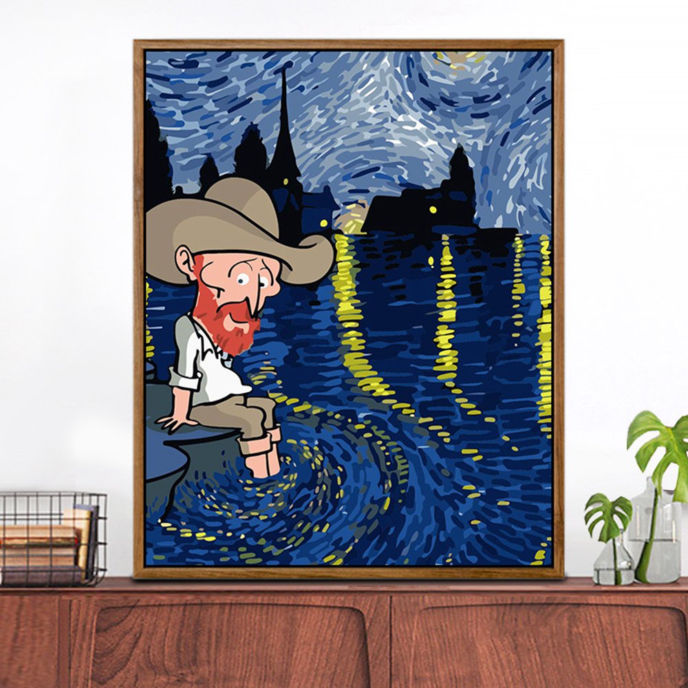 Tranh Sơn Dầu Họa Tiết Hoa Hướng Dương Van Gogh Bắt Mắt 50x65cm 40x50cm