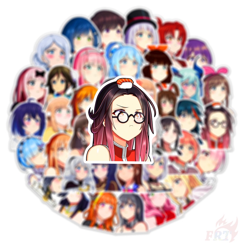 ❉ Miếng Dán Trang Trí Hình Anime Girls Angry Pout Series 01 ❉ Bộ 50 Sticker Chống Thấm Nước Họa Tiết Doodle Hợp Thời Trang