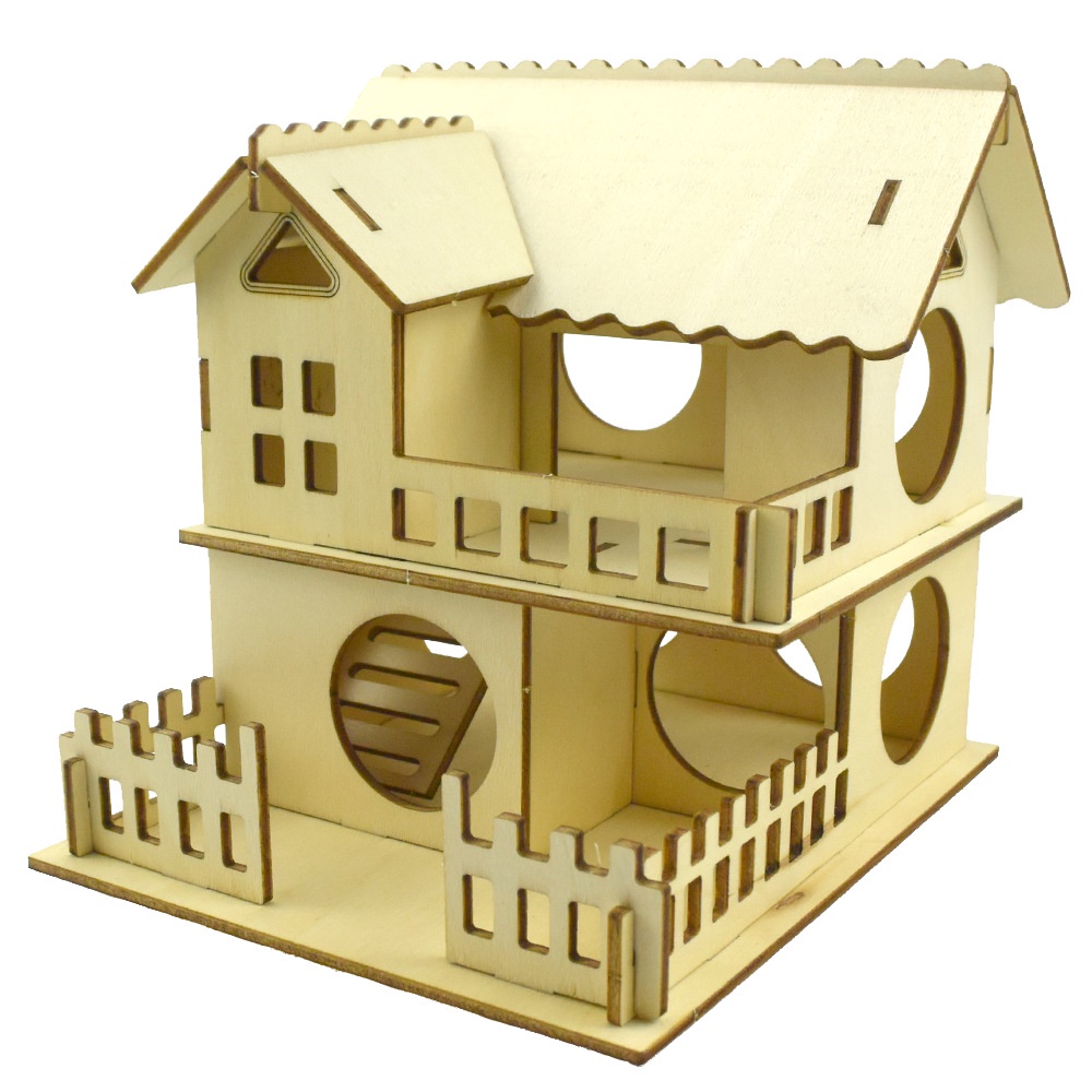 Nhà Villa Hai Tầng Bằng Gỗ Trơn Cỡ Lớn Sang Trọng Độc Đáo Trang Trí Cầu Thang Cho Chuột Hamster