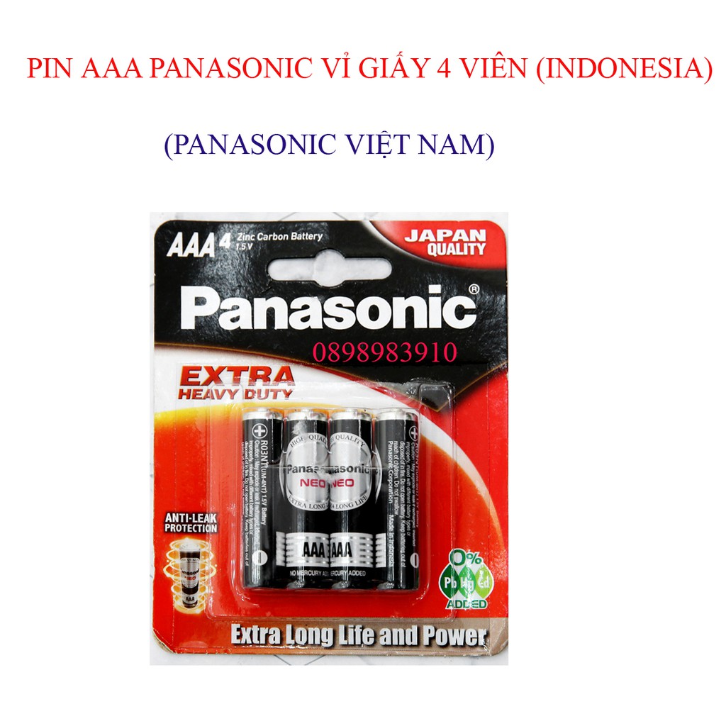 Pin AAA Panasonic đũa đen R03NT/2B vỉ 4 viên chính hãng