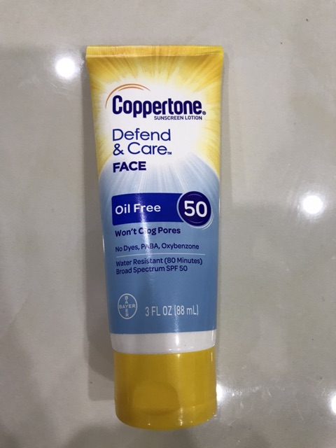 Xả kho nửa giá - Kem chống nắng Coppertone Defend & Care Face Oil Free SPF50 (88ml)