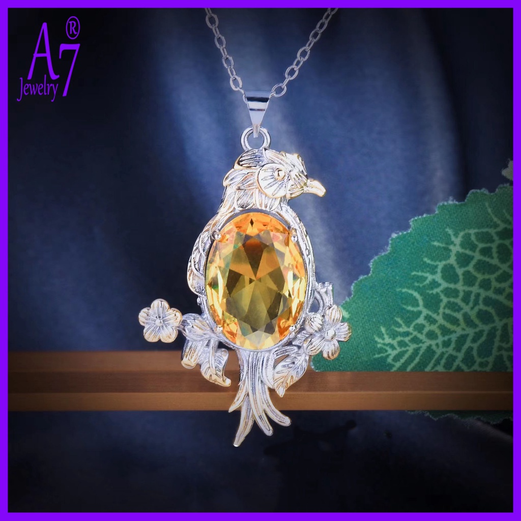 Vòng cổ Mặt Đại Bàng A7 Đính Đá Pha Lê Màu Vàng Cho Nữ