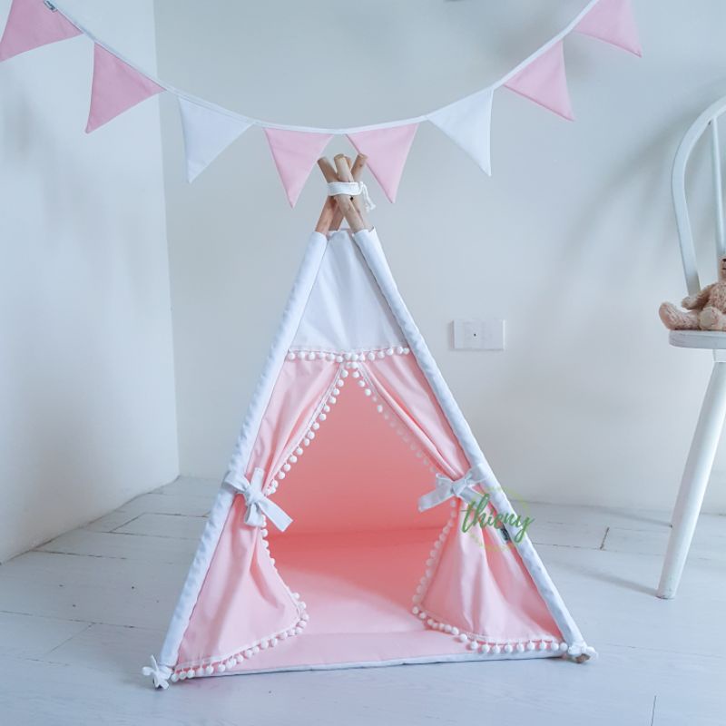 Lều thú cưng Nhà Chuồng chó mèo cao cấp màu trắng hồng mềm mại dễ giặt giũ 60x60cm Hàng có sẵn Lều Thiên Ý Ảnh shop chụp
