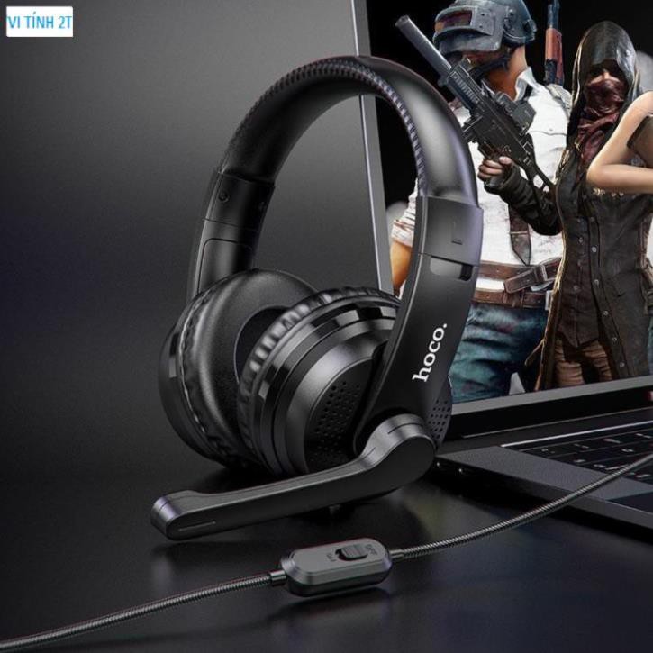 Tai nghe chụp tai có mic chơi game hoco W103 điều chỉnh âm lượng chơi game pubg liên quân trên PC máy tính điện thoại