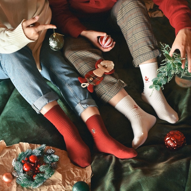 MINI CHRISTMAS - Tất vớ cao cổ nữ theme mùa lễ hội Noel, hình nhỏ dễ thương, thích hợp làm quà tặng, nhập khẩu Hàn Quốc