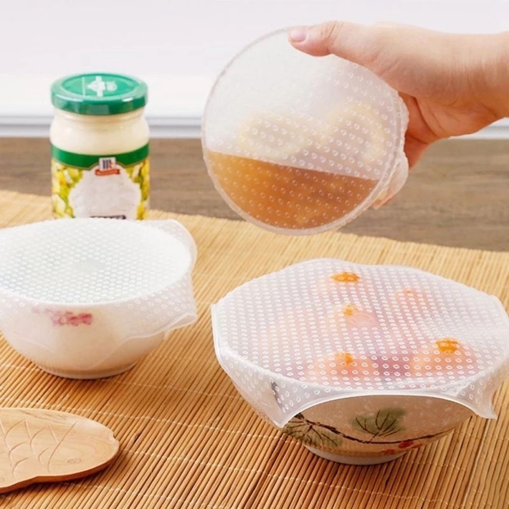 Bộ 4 Nắp Silicone Đậy Tô Chén Bảo Quản Thực Phẩm Đa Năng Có Thể Tái Sử Dụng