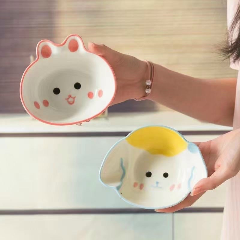 Bát sứ thỏ, mèo con và cún con cho bé ăn dặm, size to
