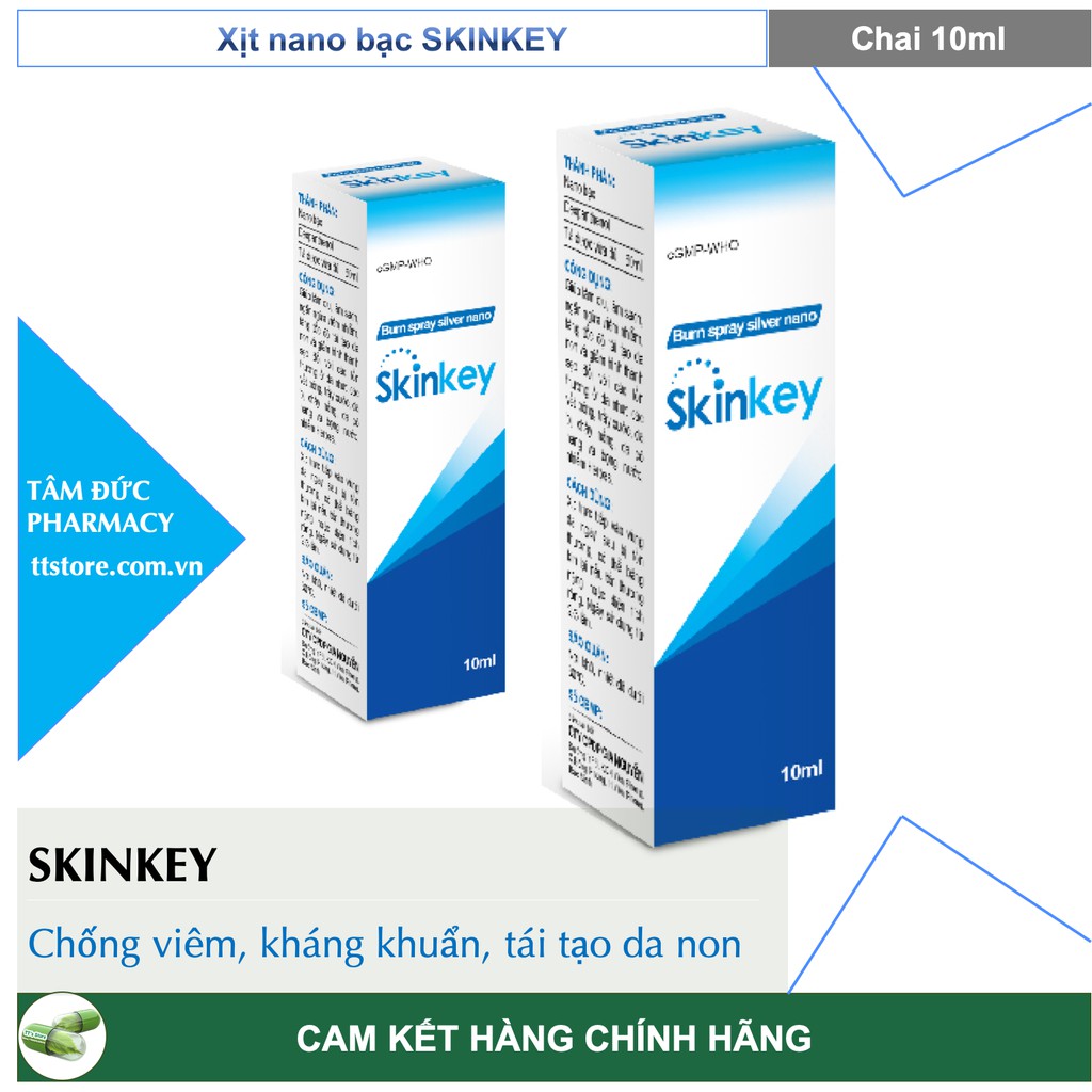 Xịt Nano Bạc SKINKEY [Chai 10ml] - Sát trùng, làm sạch da, mát dịu da, làm mờ sẹo, mờ thâm da