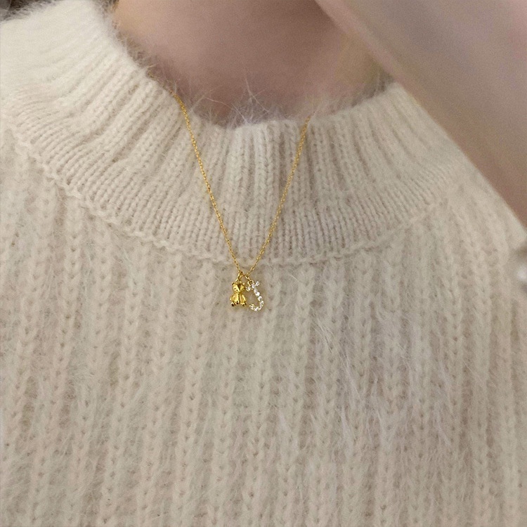 Vòng cổ Đính Đá Hình Gấu Và Chữ Sang Trọng Thời Trang Cao Cấp 2022 Cho Nữ