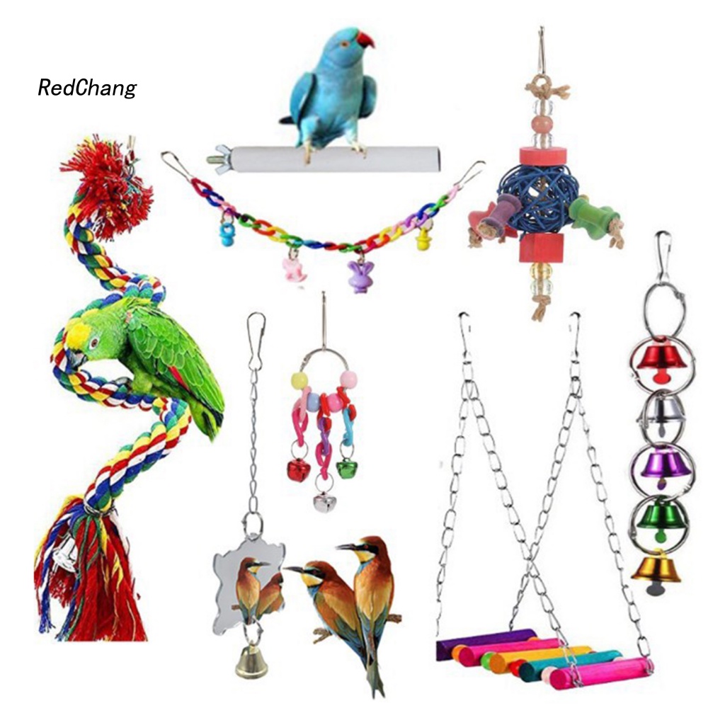 Set 8 Đồ Chơi Cầu Đứng Vui Nhộn Cho Chim Vẹt