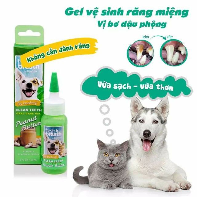 Gel Đặc Trị Chống Mảng Bám Cao Răng Mùi Hôi Miệng Cho Chó, Mèo, Tuýp 59ml