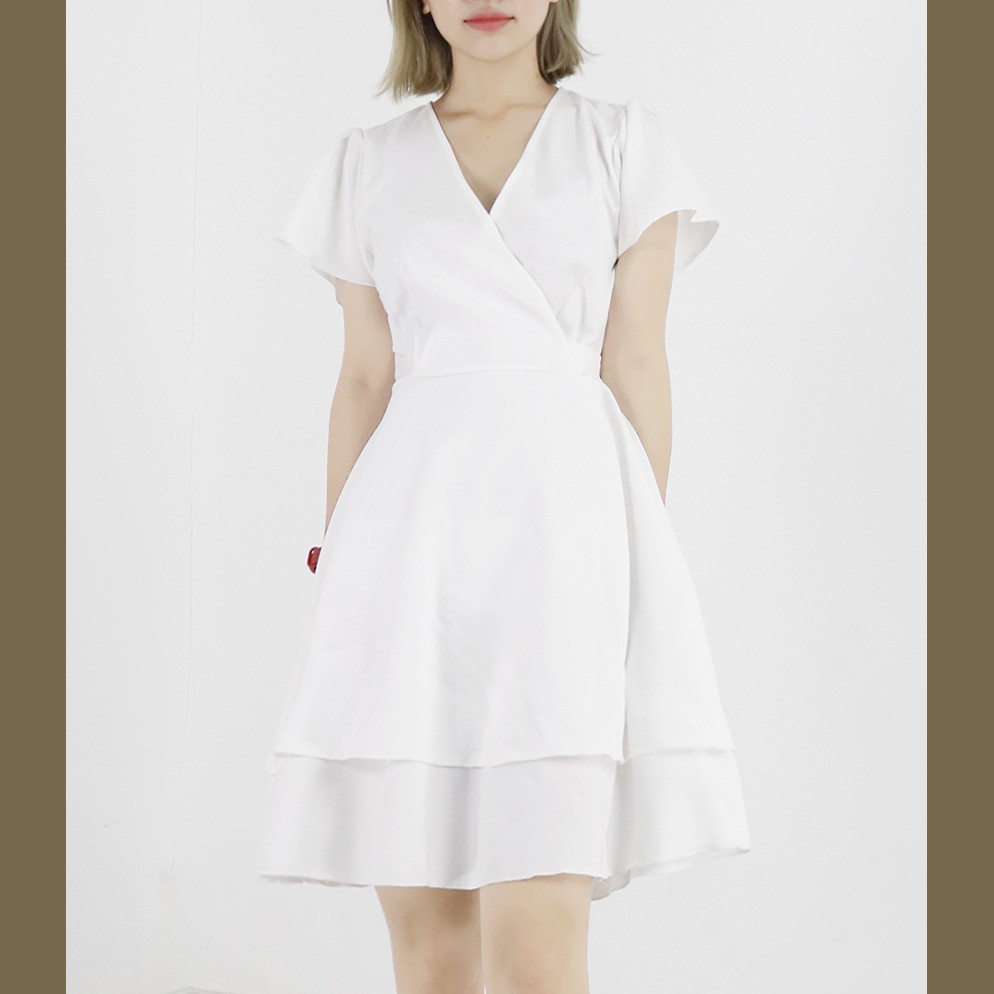 Đầm váy nữ xinh xắn dạo phố, đi làm Rolisa RD057 màu trắng