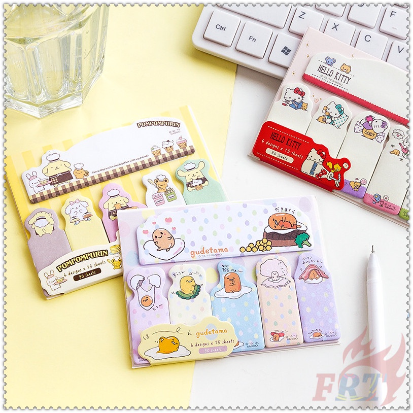 90 Tờ ✿ Ghi Chú Dính Chỉ Số Sanrio Q-2 ✿ Nhãn Dán Ghi Chú Đánh Dấu Trang Sách Hình Hello Kitty / My Melody / Gudetama / Little Twin Stars