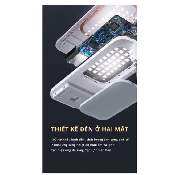 Đèn Livestream Standbox V6 có tay đỡ nằm ngang gập gọn đa năng xoay 360 độ, điều khiển chụp ảnh từ xa