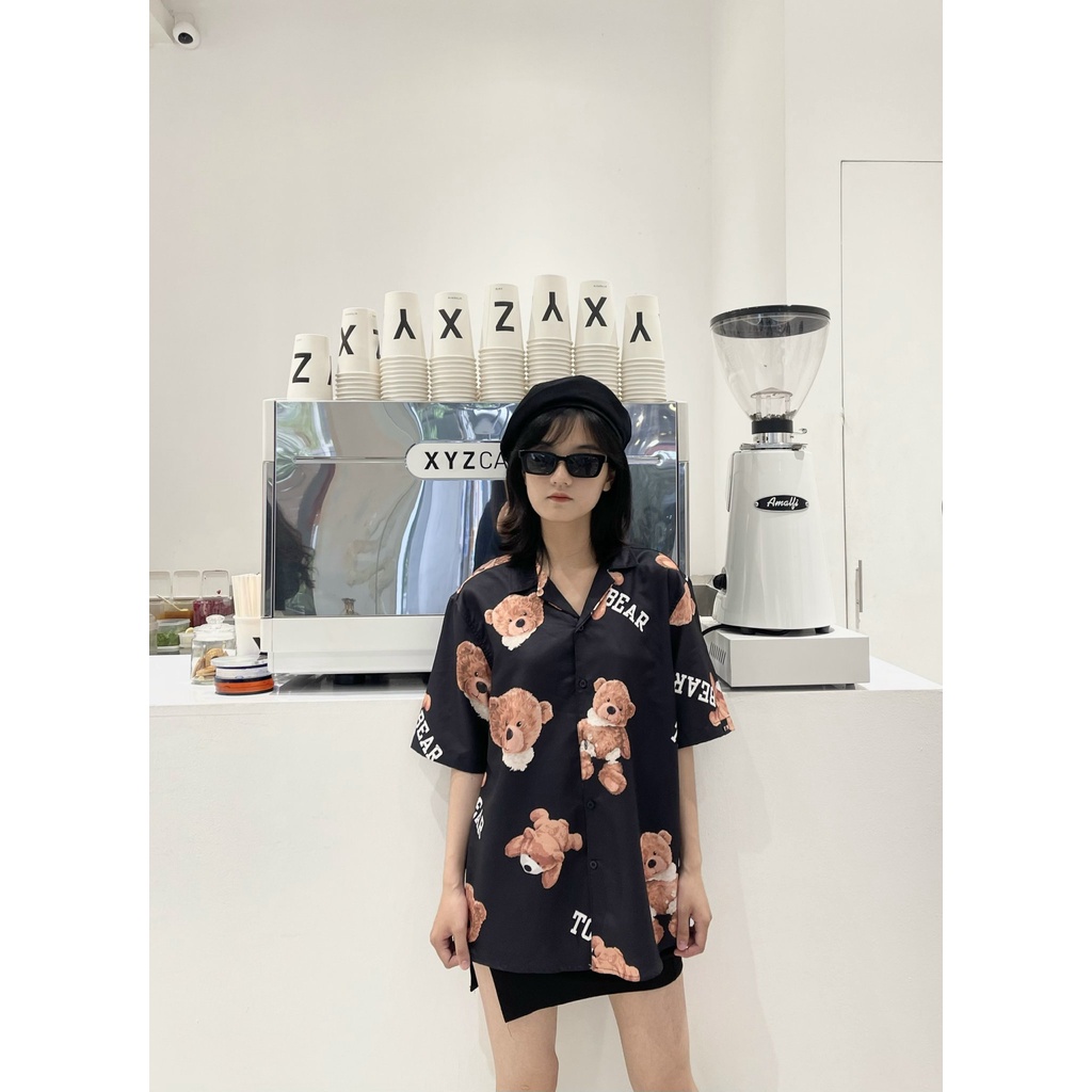 Áo Sơ Mi TOMSBEAR Nam/Nữ Fullbox, vải lụa thoáng mát, không nhăn, form regulafit, áo sơ mi tay ngắn