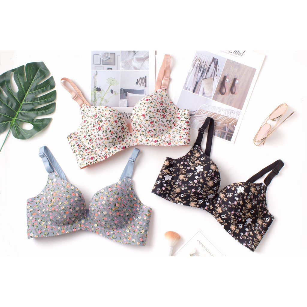 Áo Lót Su Đúc Không Gọng Form Nâng (Mẫu hoa nhí)- AL093