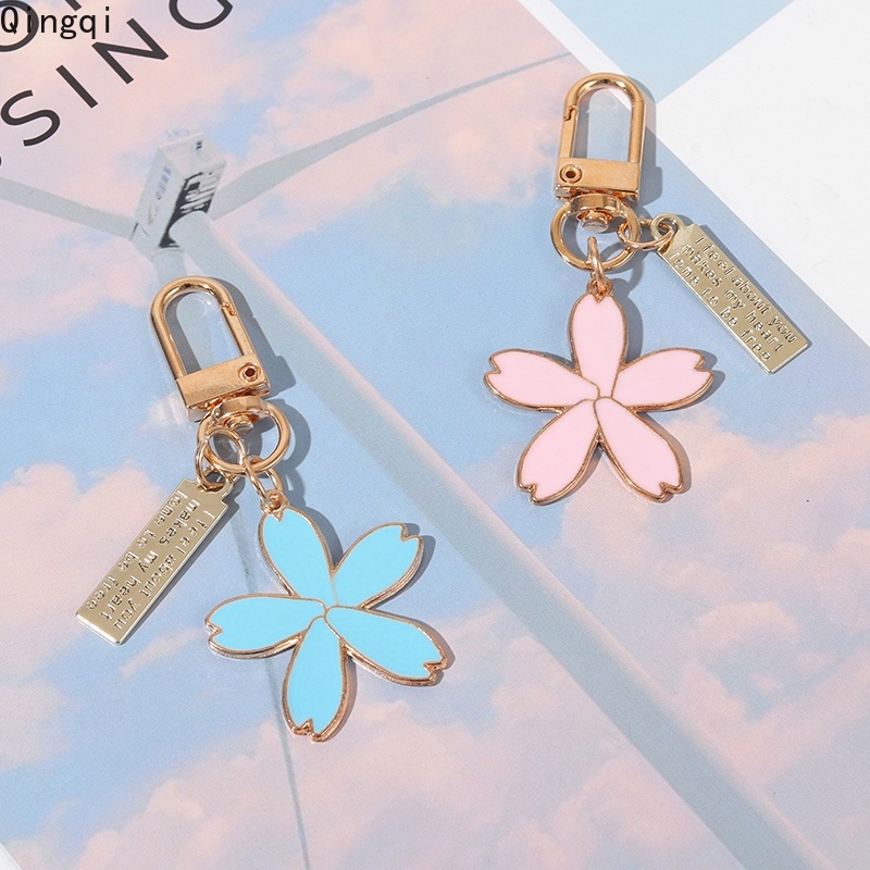 Móc khóa Miss Zoe kim loại hình bông hoa màu xanh dương/ trắng/ hồng/ đen dành cho cặp đôi/ bạn bè
