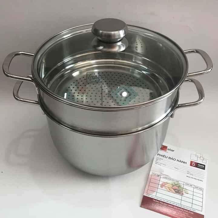 [Miễn Phí Ship] xửng hấp inox 2 tầng - bộ nồi hấp inox 2 tầng đáy từ loại tốt