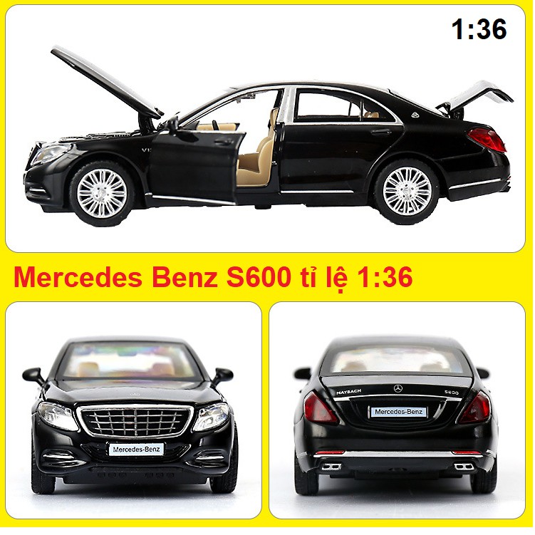 Mô hình xe ô tô RMZ Mercedes Benz S600 bằng kim loại mở được 2 cửa tỉ lệ 1:36