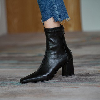 Giày bốt nữ cao gót co giãn phong cách Pháp thời trang thu đông năng động