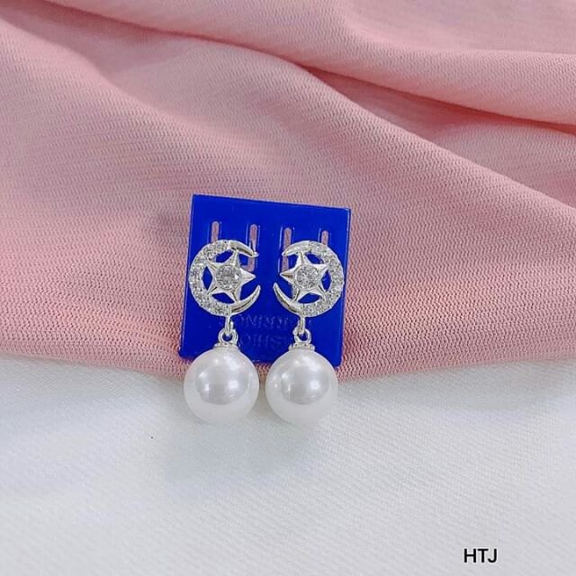 BÔNG TAI BẠC SAO ĐÍNH TRAI SIÊU XINH CHO NỮ