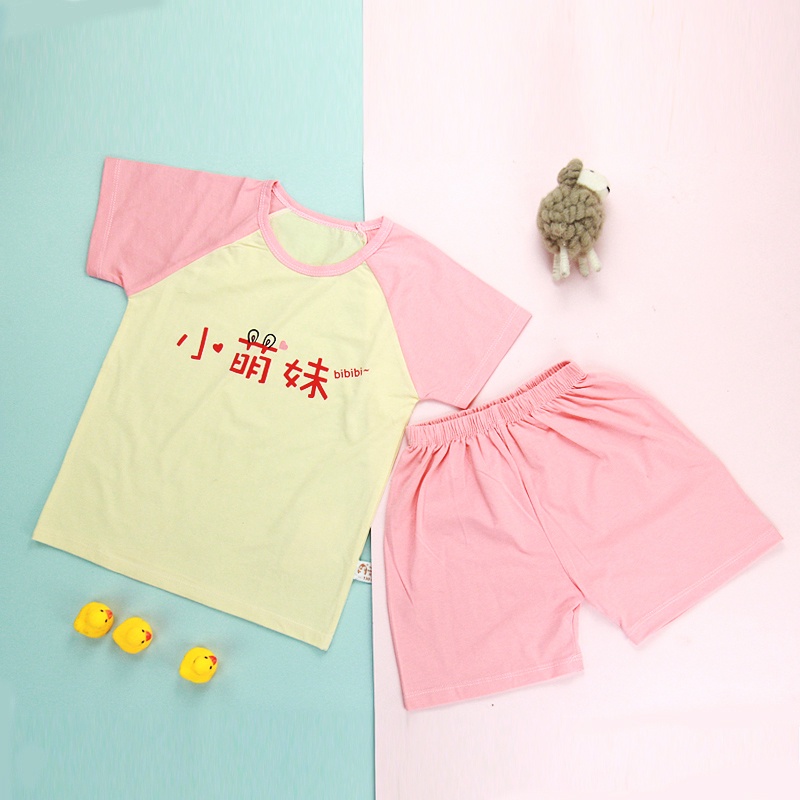 Set Áo Thun Tay Ngắn Chất Liệu cotton + Quần short Họa Tiết Hoạt Hình Thời Trang Mùa Hè Cho Bé Từ 0-6 Tuổi