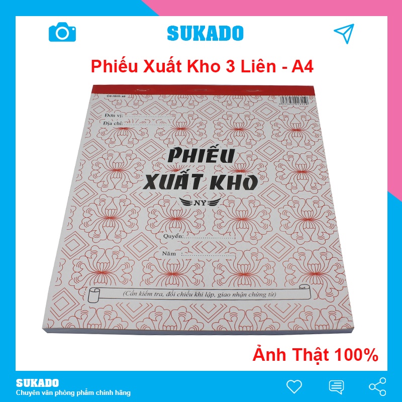 Phiếu xuất nhập kho A4 3 liên 25x20mm, Xấp 150 tờ SUKADO