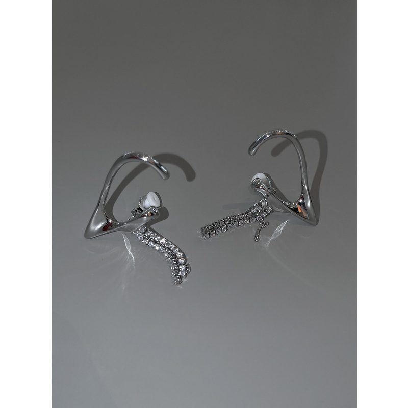 Bông tai đính đá zircon phối tua rua thời trang cho nữ